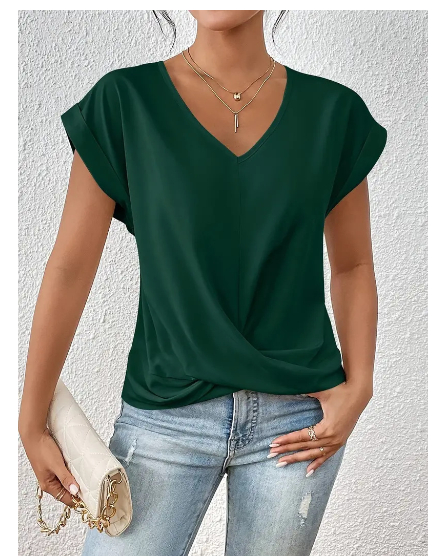 Celest - Cozy V-Neck Casual Tee