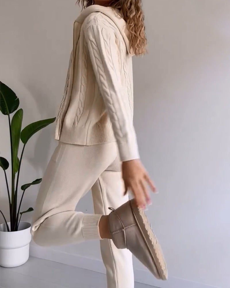 Ania - Casual Twist Jacquard Two Piece Set