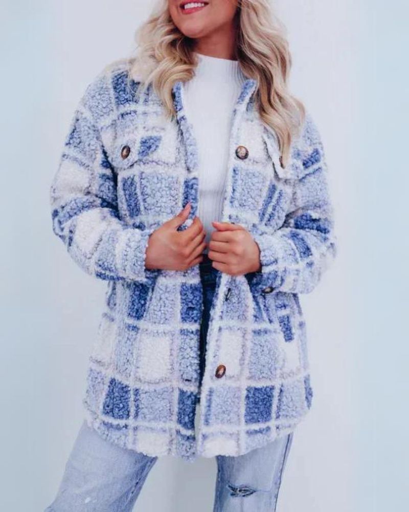 ELINARA - Checkered Fleece Jacket
