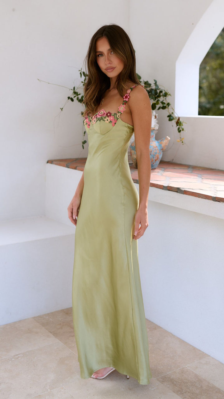 Caroline | Floral Strap Slim Maxi Dress