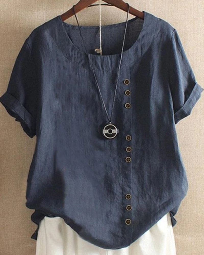 Beatrice | Women’s Summer Button Detail Casual Blouse