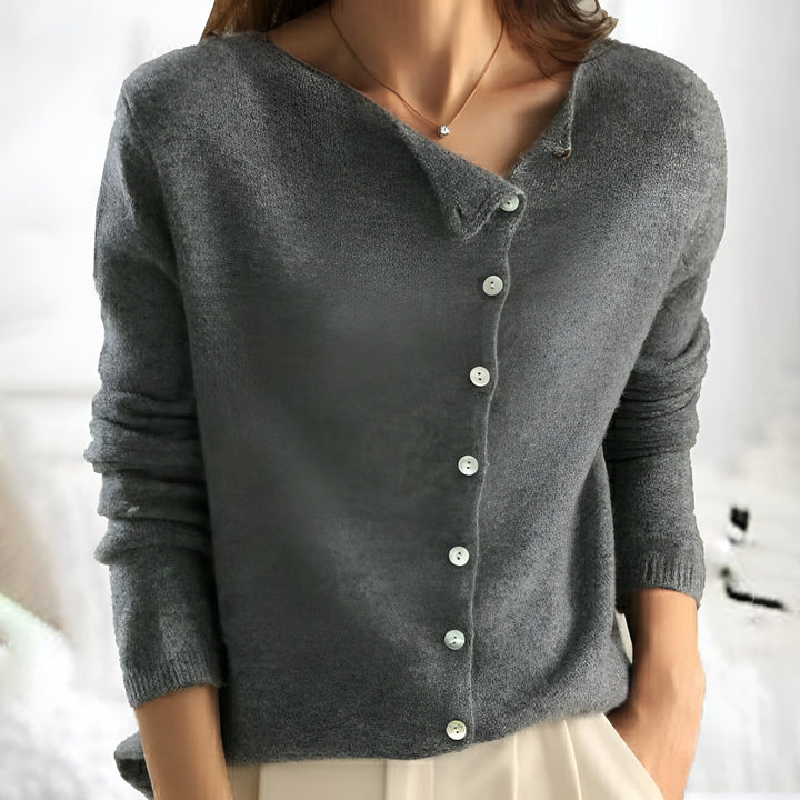 Logan | Asymmetrical Button Sweater