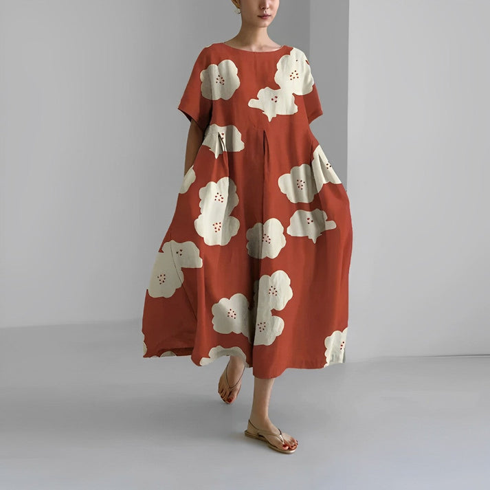 Jacklyn | Women Relaxed Style Flower Midi Dress