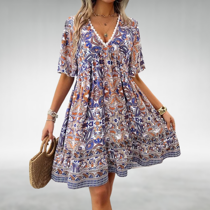 Adeline | Elegant Women's Draped Cocktail Boho Dress