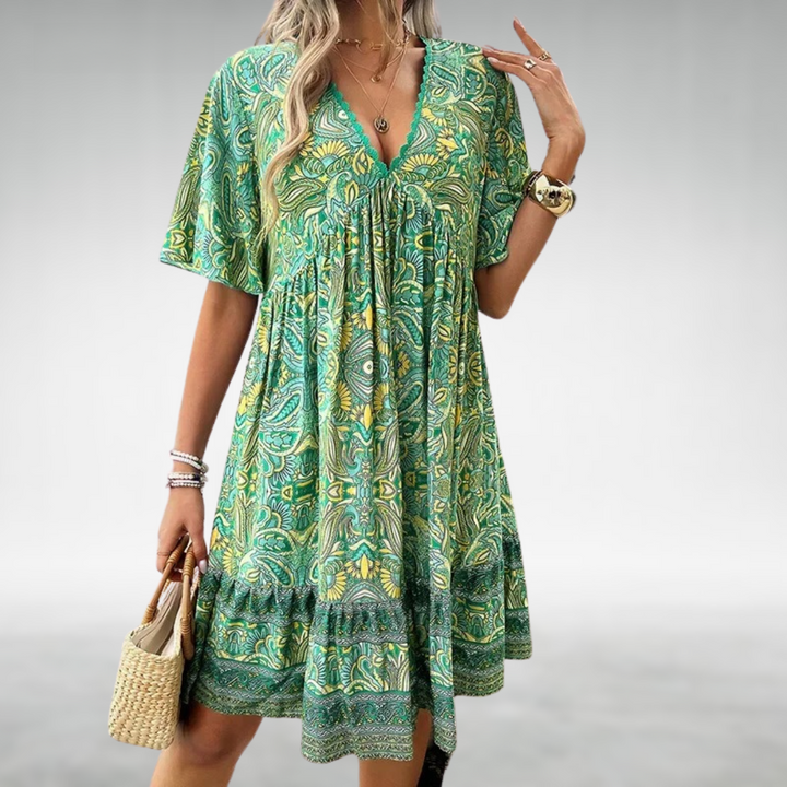 Adeline | Elegant Women's Draped Cocktail Boho Dress