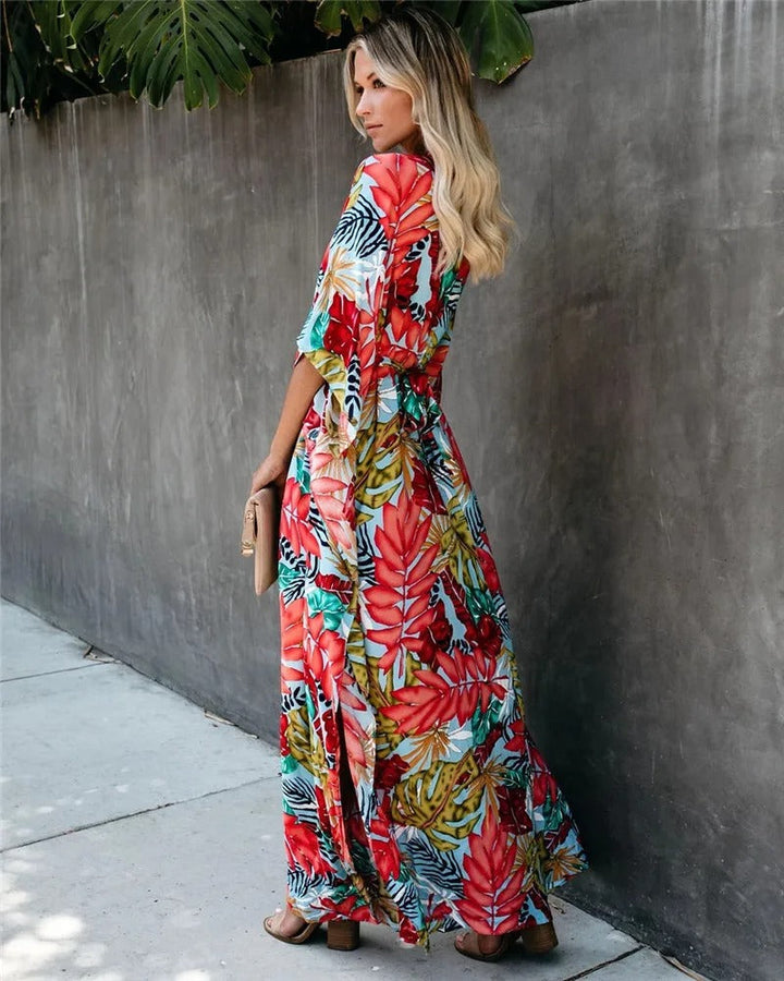 Amara | Elegant Women's Floral Wrap Maxi Boho Dress
