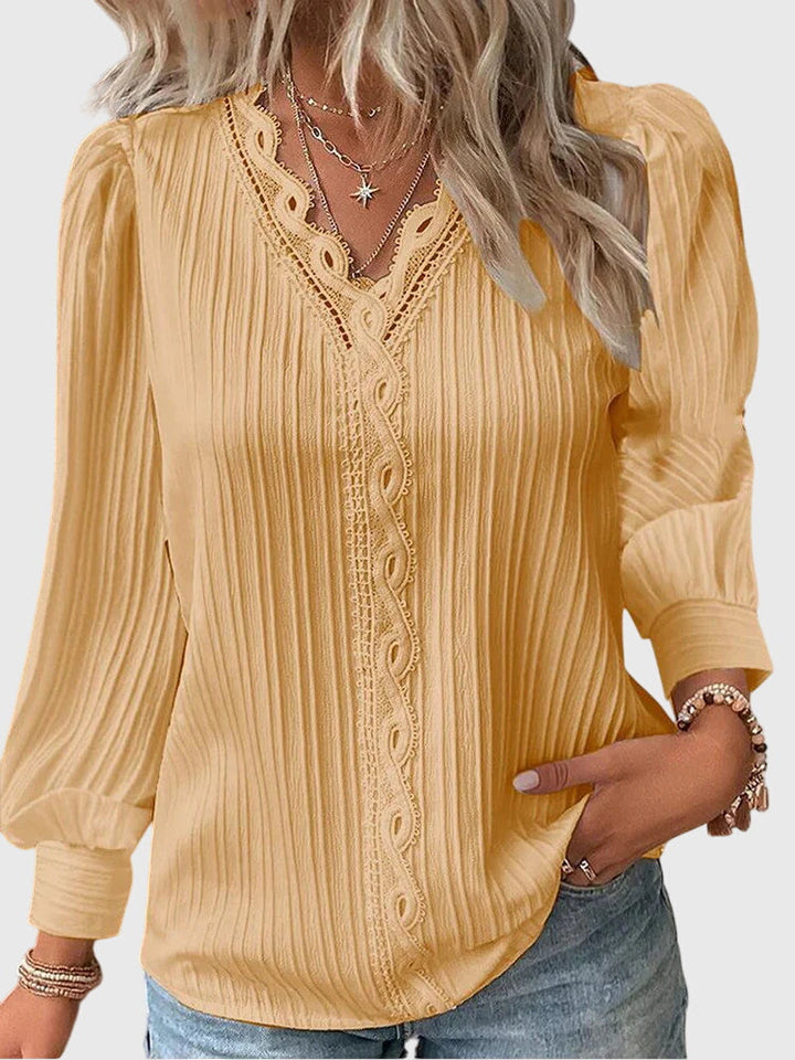 Andrea | Women's Pullover Blouse Pleated Long Sleeve