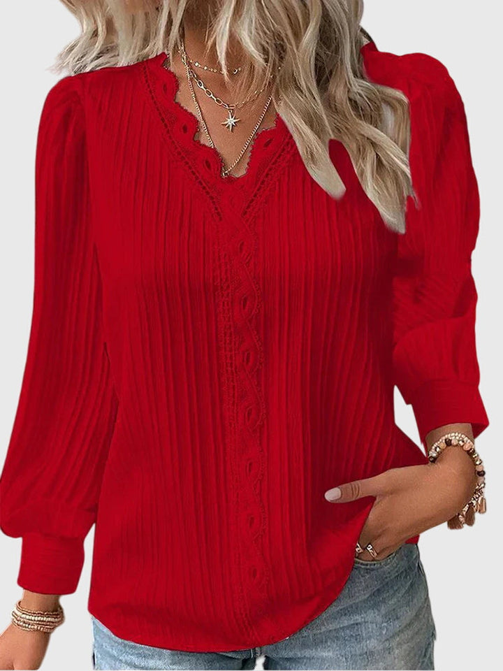 Andrea | Women's Pullover Blouse Pleated Long Sleeve