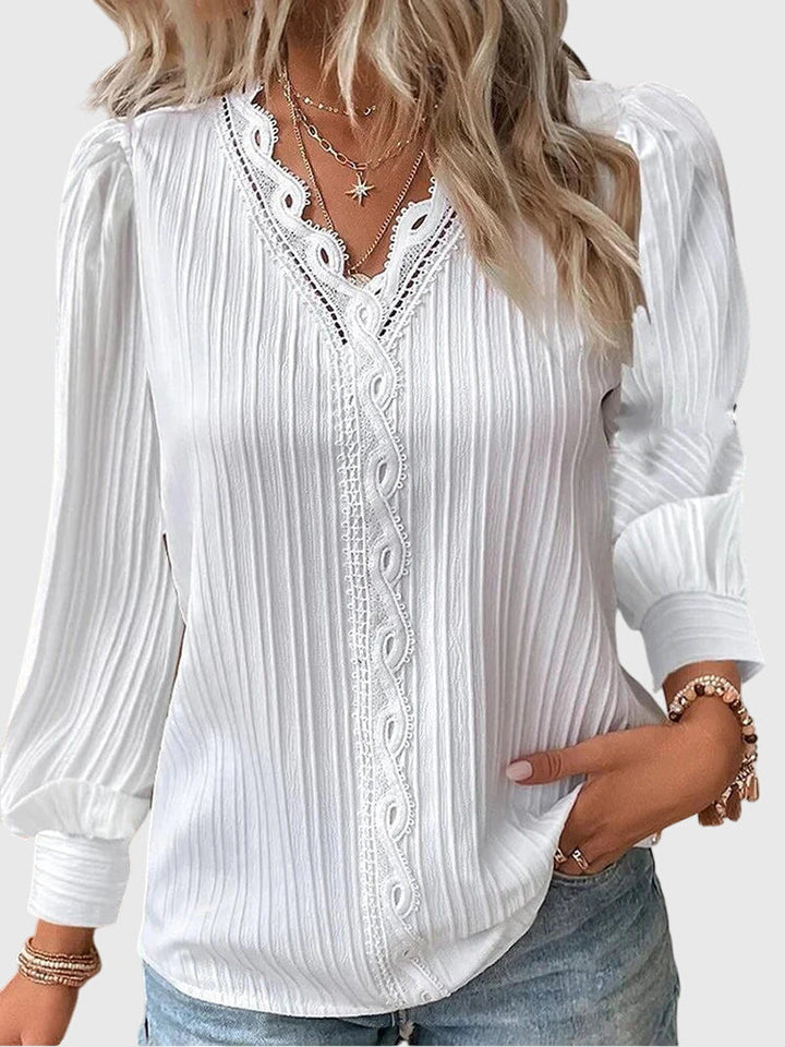Andrea | Women's Pullover Blouse Pleated Long Sleeve