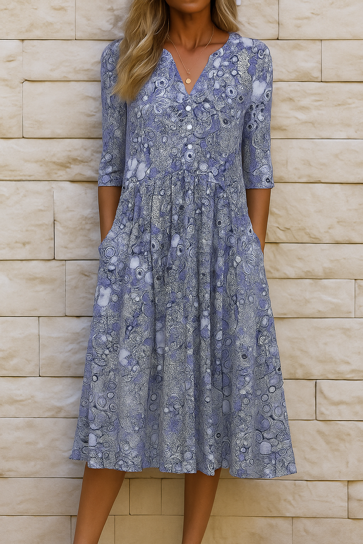 Aria | Women's Floral Maxi Dress Wrap V-Neck 3/4 Sleeve