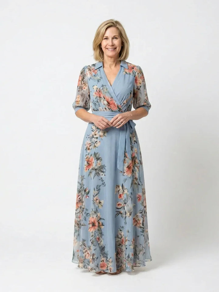 Aurelia | Women's Floral Chiffon Maxi Wrap Dress Wedding Guest