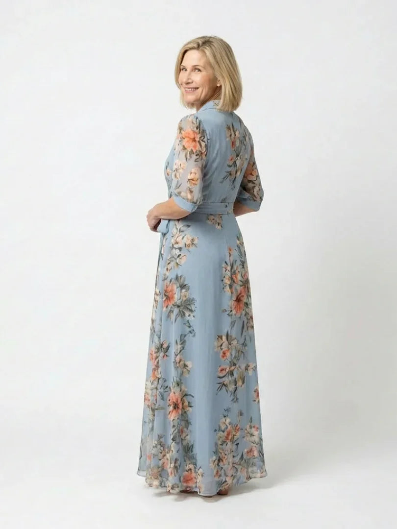Aurelia | Women's Floral Chiffon Maxi Wrap Dress Wedding Guest