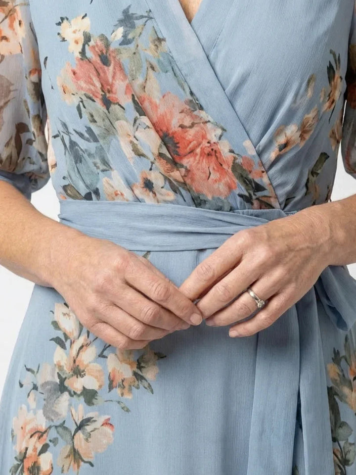 Aurelia | Women's Floral Chiffon Maxi Wrap Dress Wedding Guest