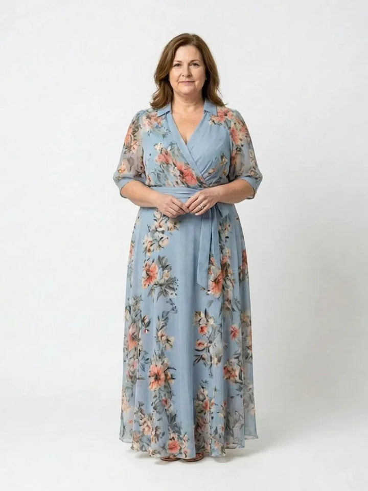 Aurelia | Women's Floral Chiffon Maxi Wrap Dress Wedding Guest