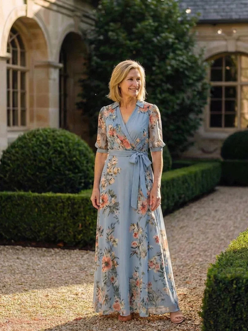 Aurelia | Women's Floral Chiffon Maxi Wrap Dress Wedding Guest