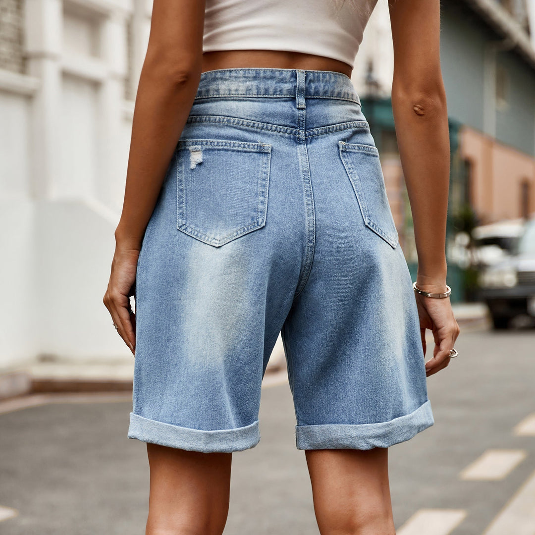Ava | Women's Mid Rise Cuffed Hem Denim Shorts