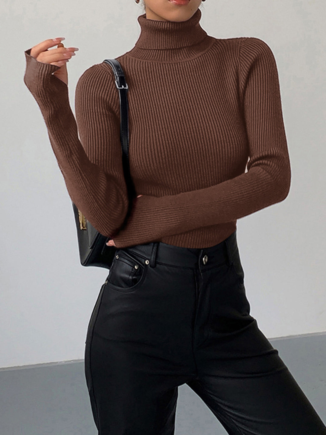 Hailey | Women’s Minimalist Slim Turtleneck Stretch Top