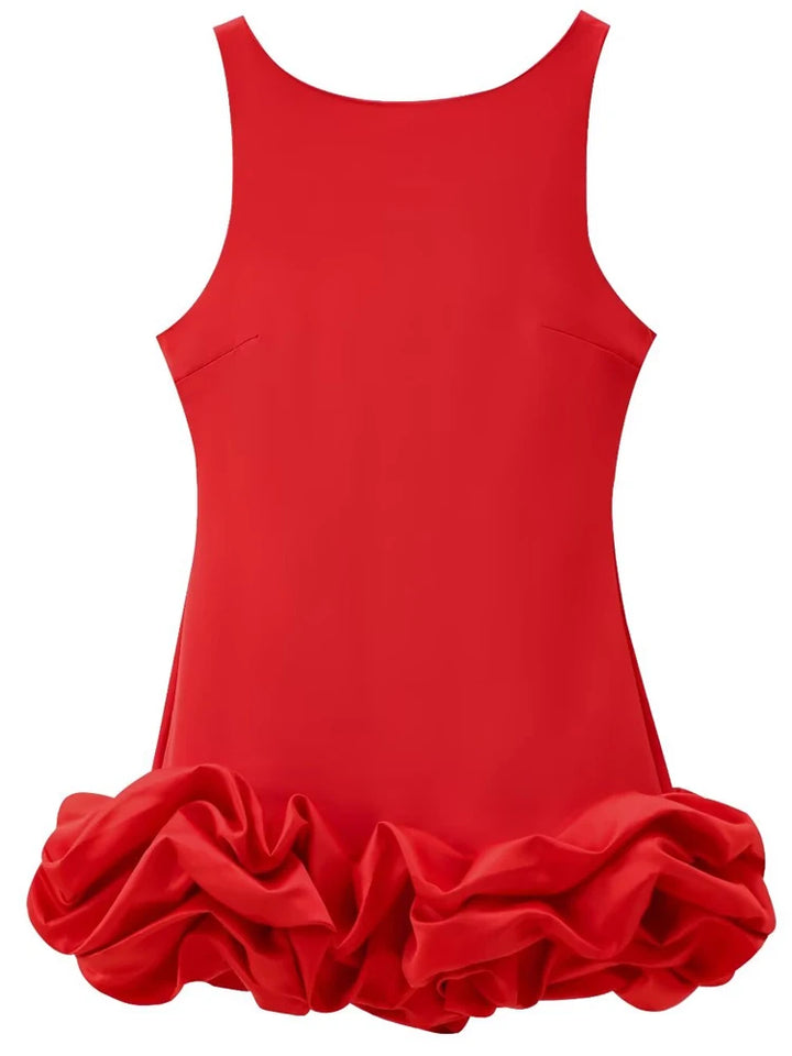 Bianca | Women's Mini Structured Backless Ruffle Cocktail Dress