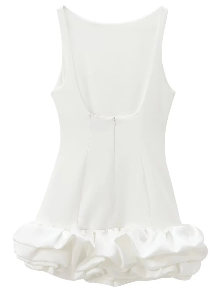 Bianca | Women's Mini Structured Backless Ruffle Cocktail Dress