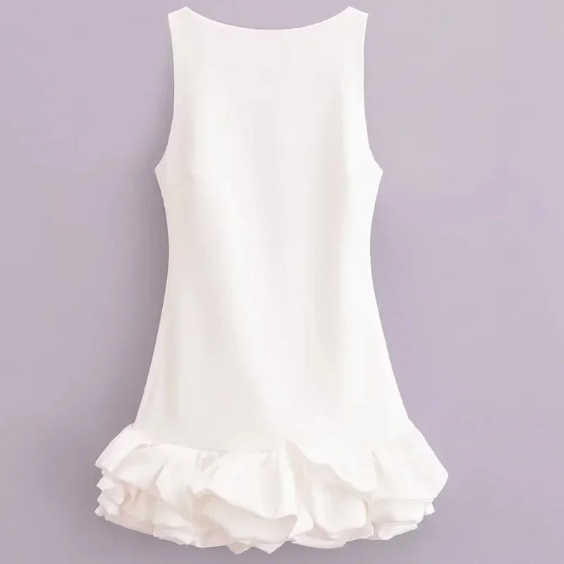 Bianca | Women's Mini Structured Backless Ruffle Cocktail Dress