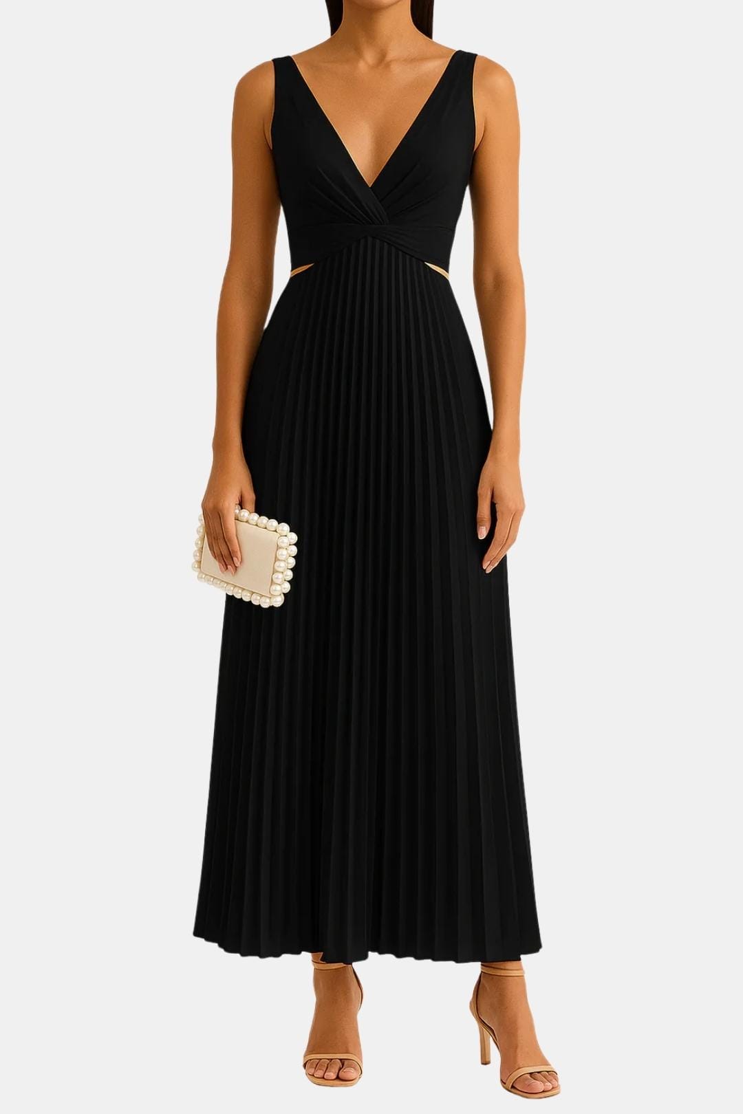 Callie | Elegant Women's V-Neck Pleated Cocktail Dress