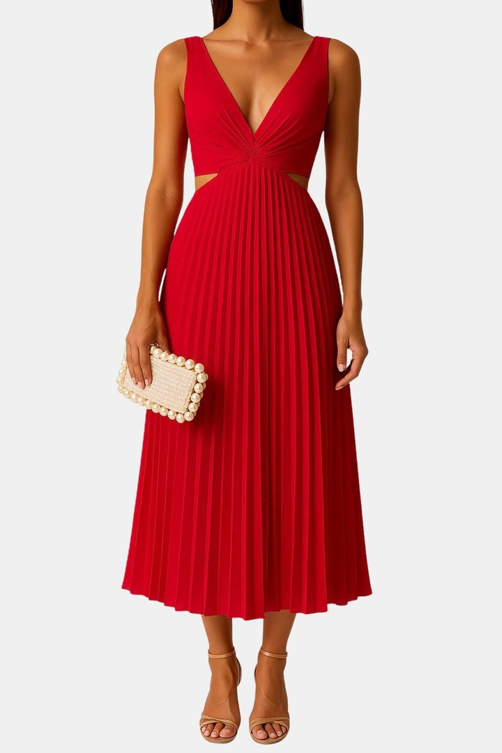 Callie | Elegant Women's V-Neck Pleated Cocktail Dress