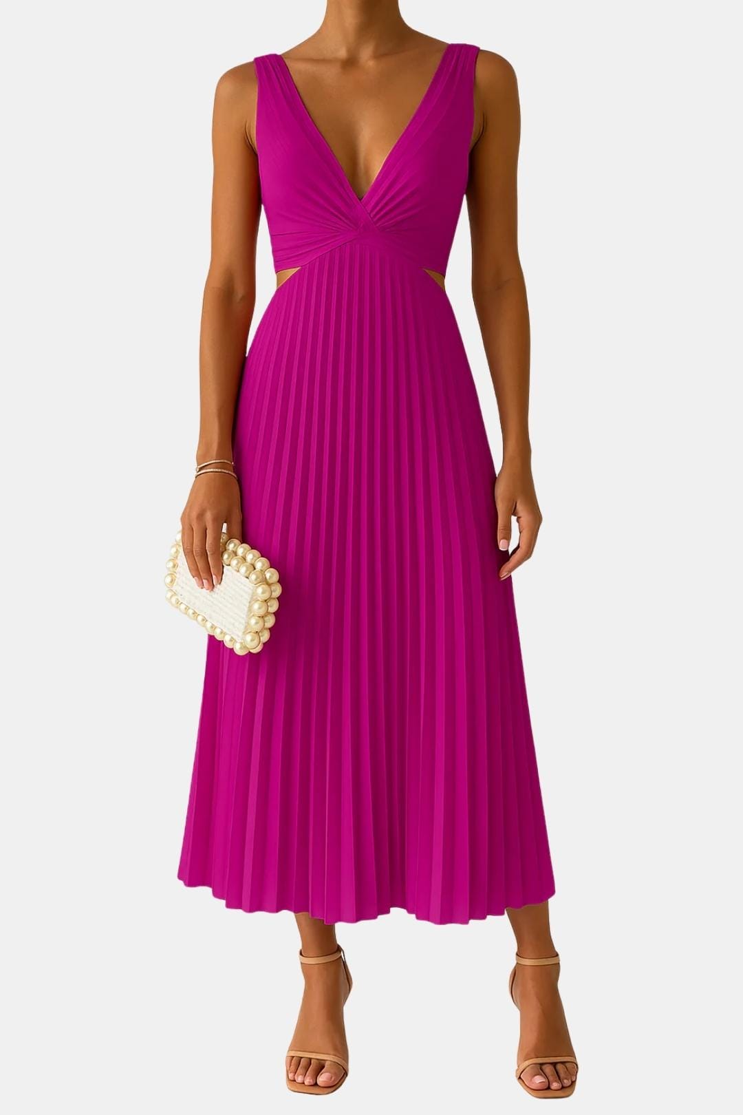 Callie | Elegant Women's V-Neck Pleated Cocktail Dress