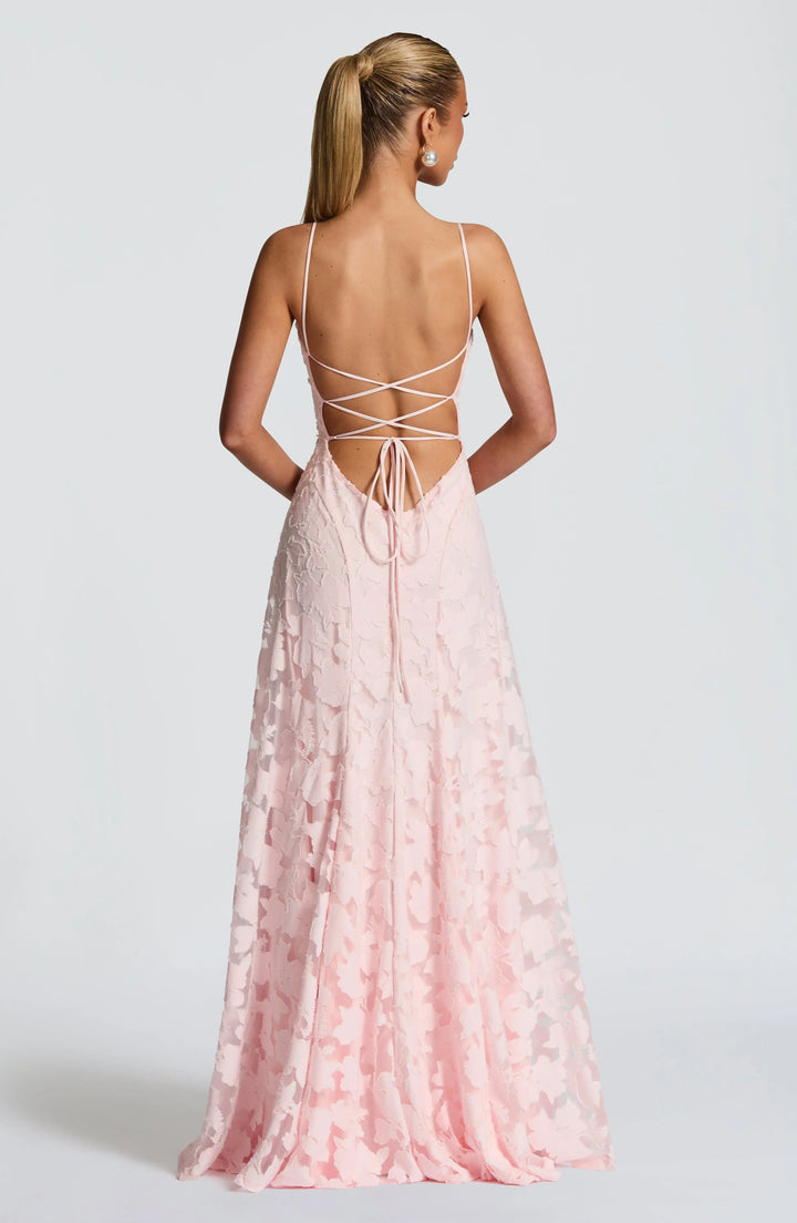 Camille | Women's Floral Textured A-Line Maxi Dress Formal