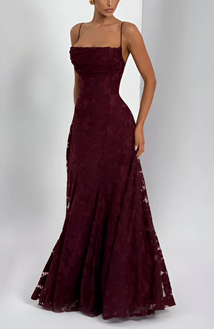 Camille | Women's Floral Textured A-Line Maxi Dress Formal