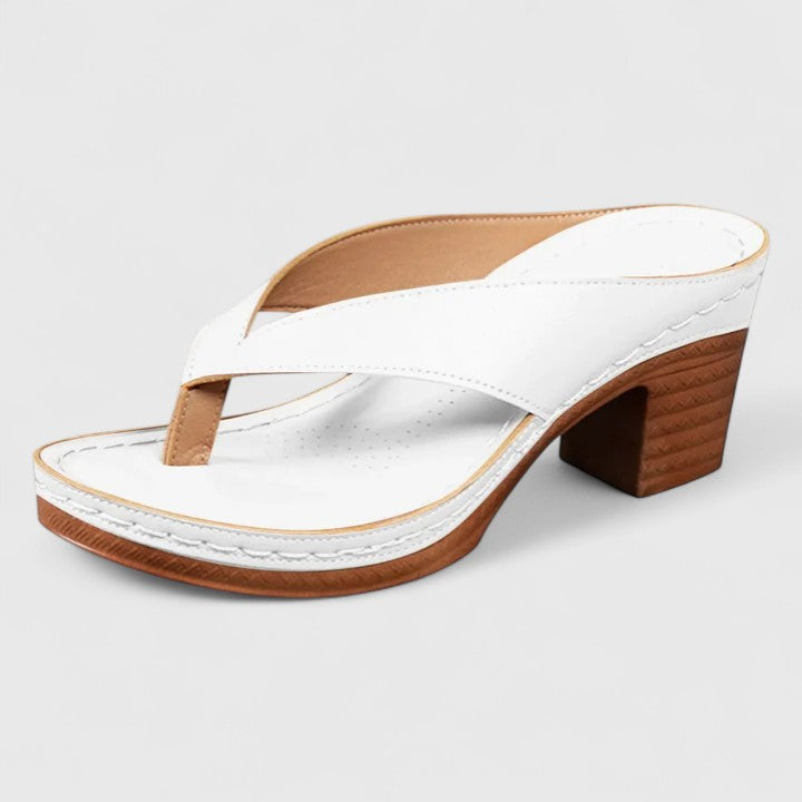 Celeste | Women's Mule Thong Platform Leather Block Heel Flip Flops