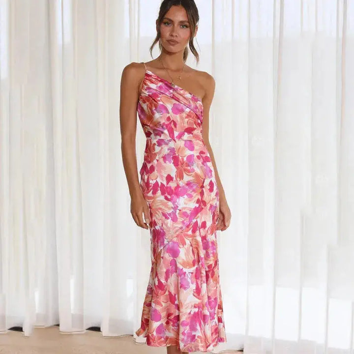 Chloe | Women's Asymmetrical One-Shoulder Floral Maxi Dress