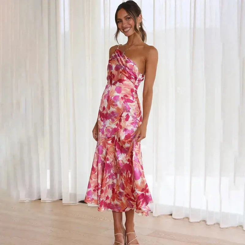 Chloe | Women's Asymmetrical One-Shoulder Floral Maxi Dress