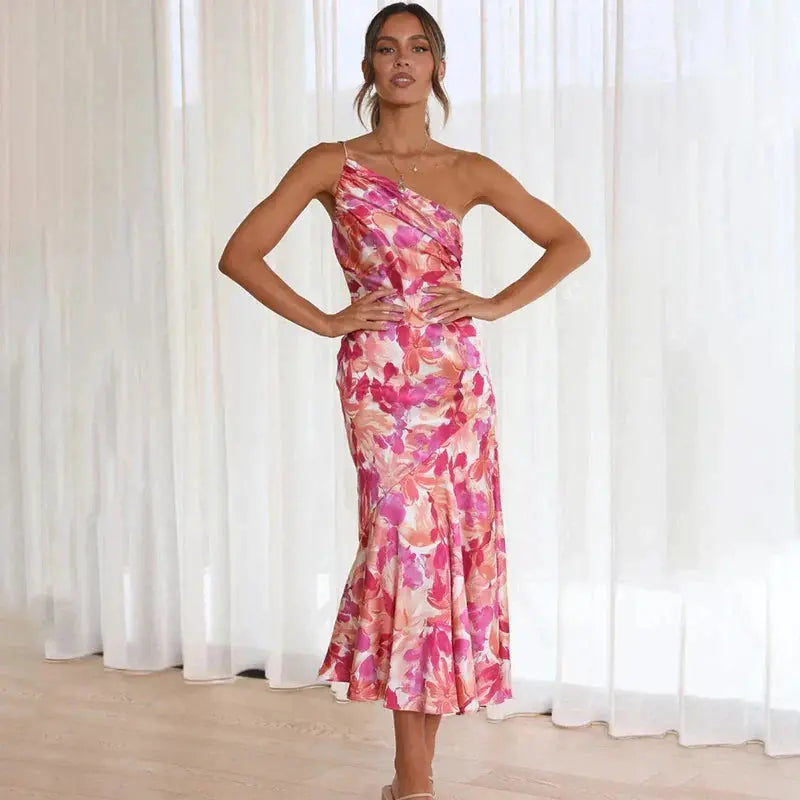 Chloe | Women's Asymmetrical One-Shoulder Floral Maxi Dress