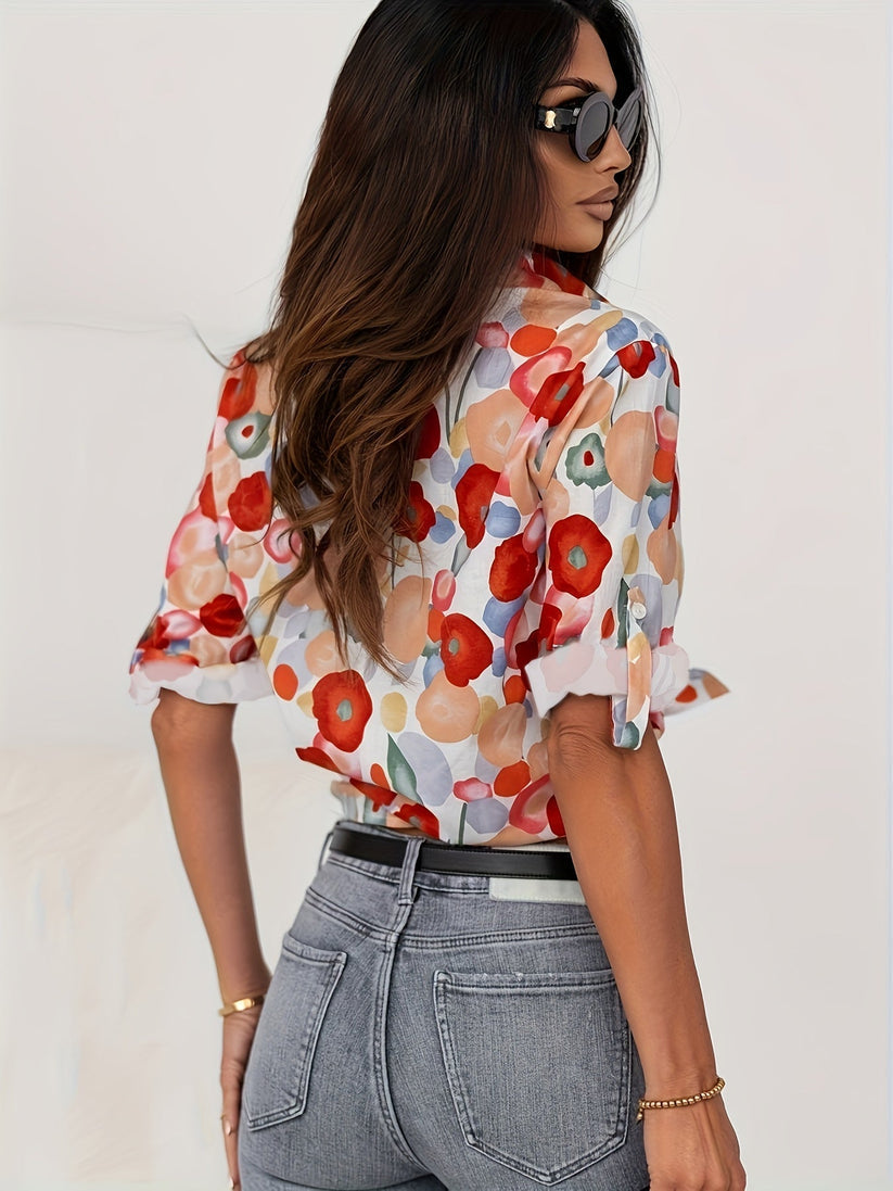 Clara | Women's Blouse Floral Button-Down Long Sleeve