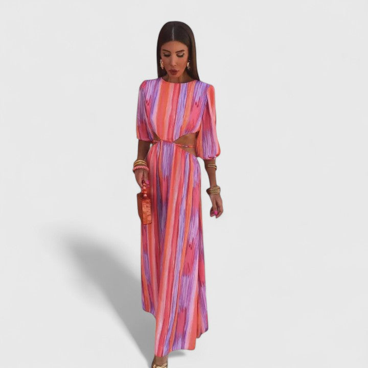 Clara | Women's Cocktail Dress Side-Cutout Midi Summer