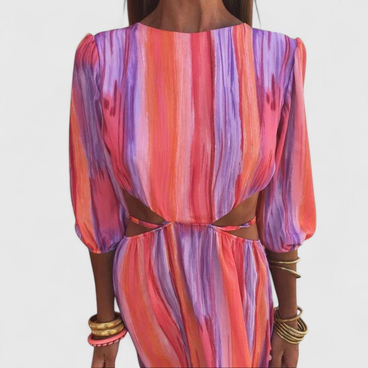 Clara | Women's Cocktail Dress Side-Cutout Midi Summer