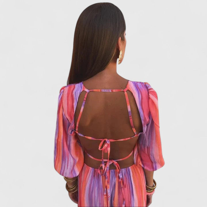 Clara | Women's Cocktail Dress Side-Cutout Midi Summer