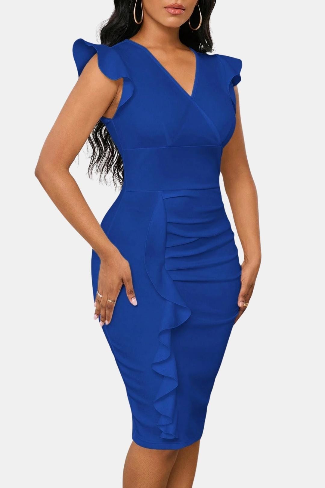 Clarissa | Stylish Women's V-Neck Frill Cocktail Dress