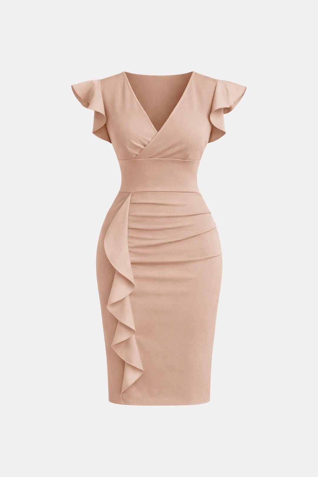 Clarissa | Stylish Women's V-Neck Frill Cocktail Dress