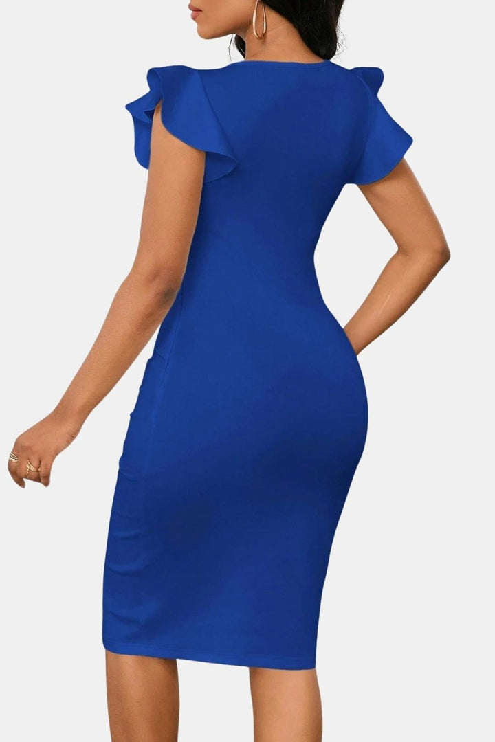 Clarissa | Stylish Women's V-Neck Frill Cocktail Dress