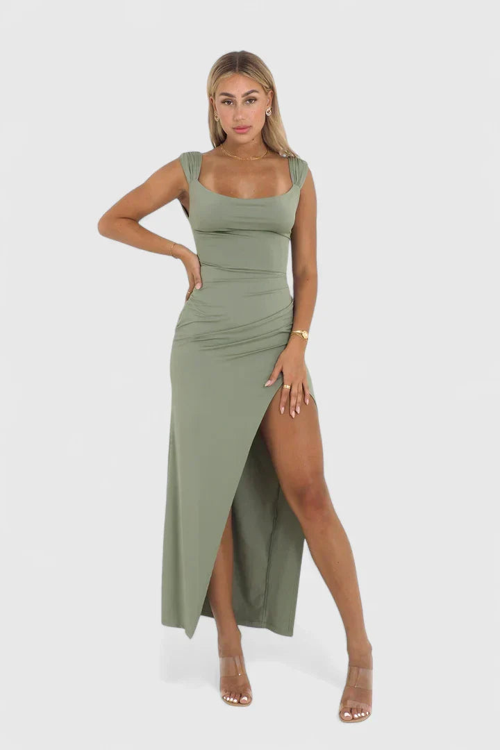 Coralia | Women's Tiered V-Neck Midi Cocktail Dress