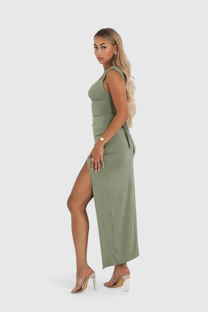 Coralia | Women's Tiered V-Neck Midi Cocktail Dress