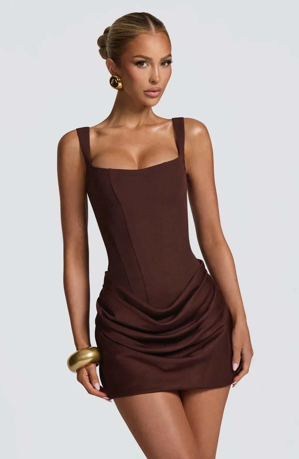Elena | Women's Mini Cocktail Dress Corset Lace Up Ruched