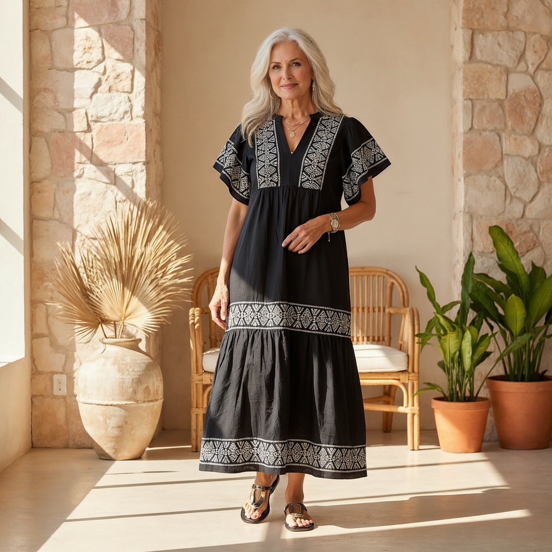 Elise | Women's Boho V Neck Midi Sundress