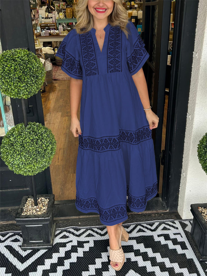 Elise | Women's Boho V Neck Midi Sundress
