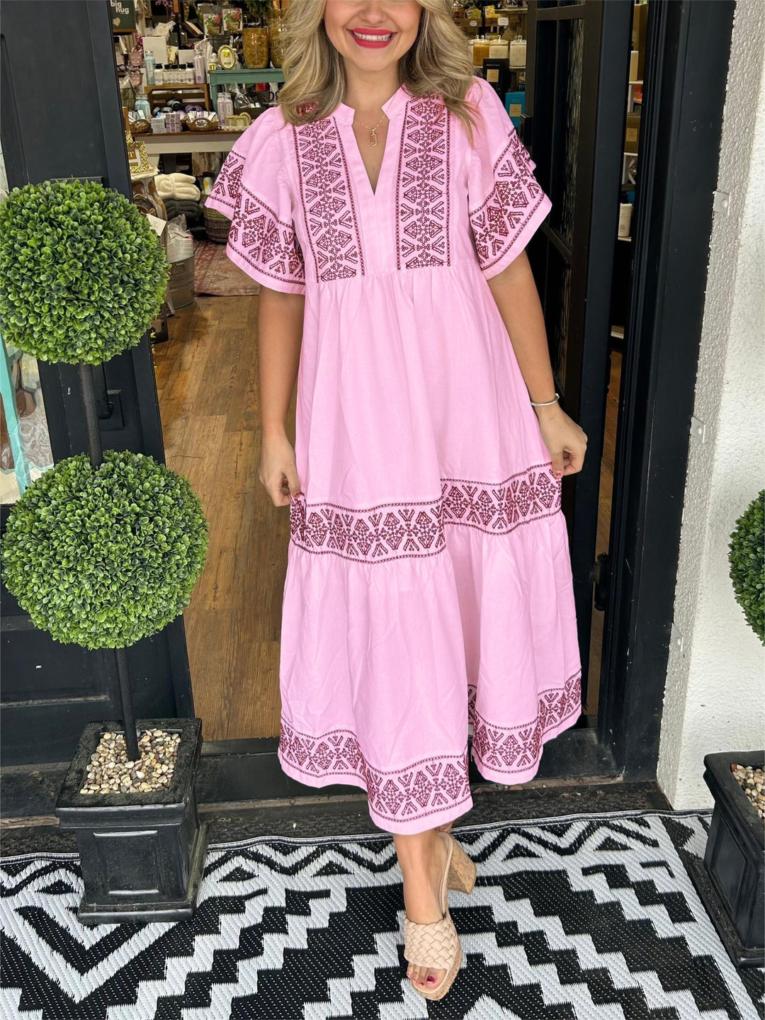 Elise | Women's Boho V Neck Midi Sundress