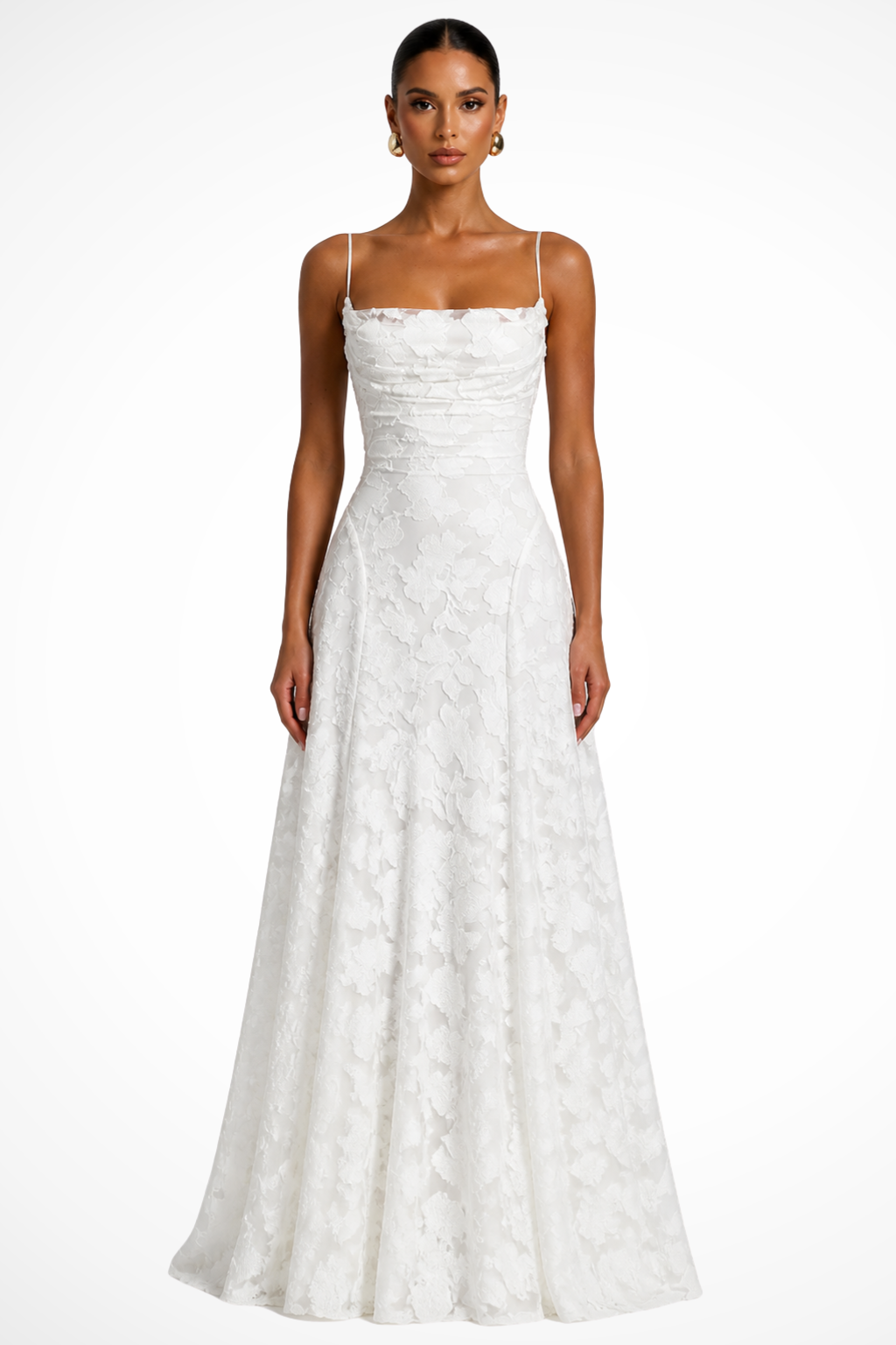 Emmiline | Women's Floral Brocade Cami Strap Wedding Guest Maxi Dress