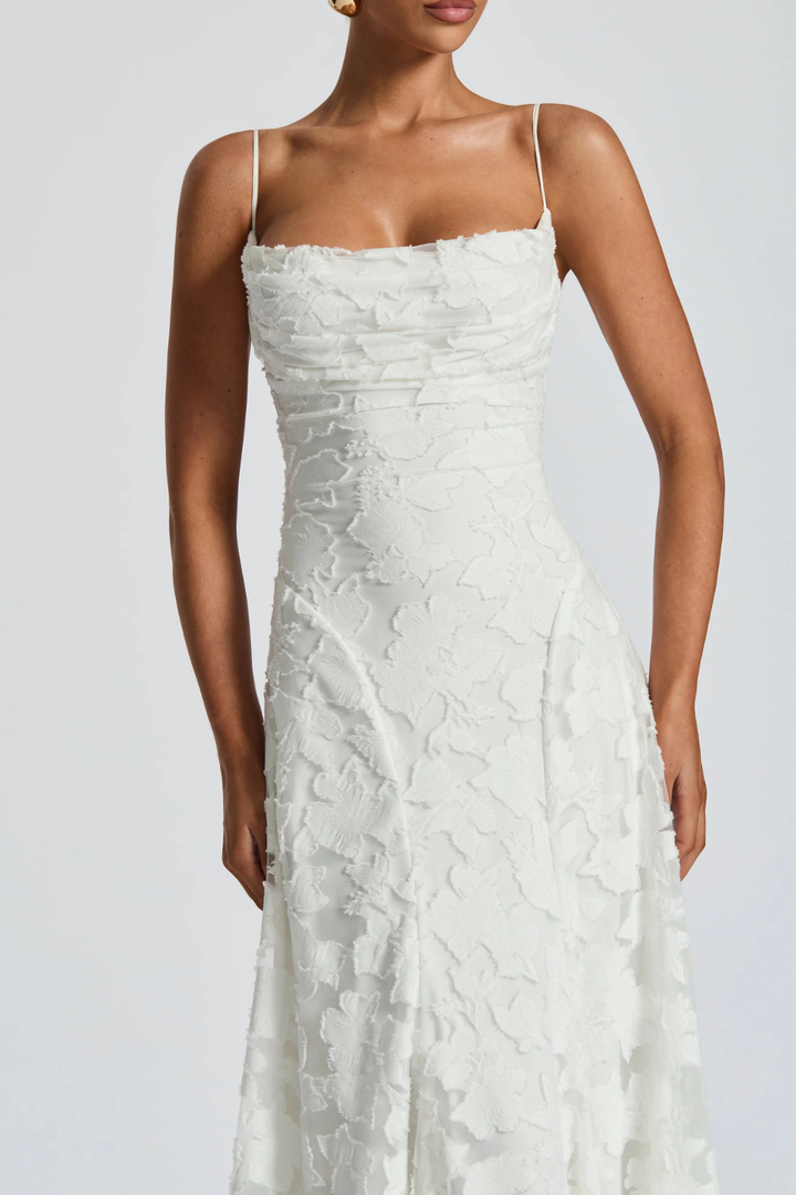 Emmiline | Women's Floral Brocade Cami Strap Wedding Guest Maxi Dress