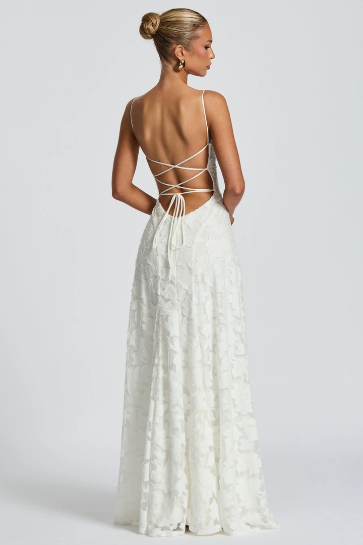 Emmiline | Women's Floral Brocade Cami Strap Wedding Guest Maxi Dress