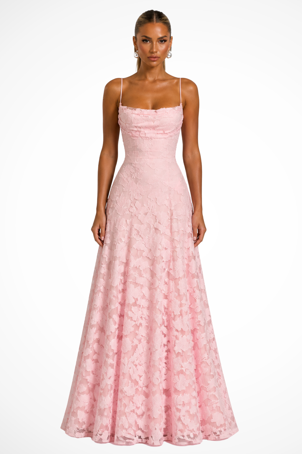 Emmiline | Women's Floral Brocade Cami Strap Wedding Guest Maxi Dress